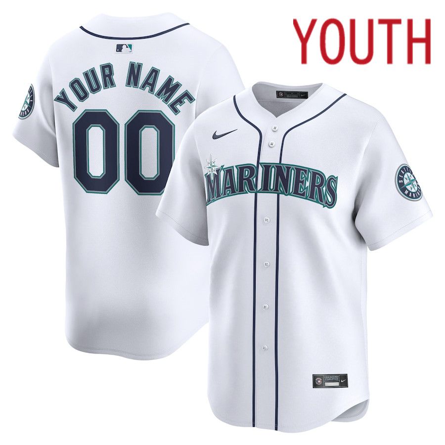 Youth Seattle Mariners Nike White Home Limited Custom MLB Jersey